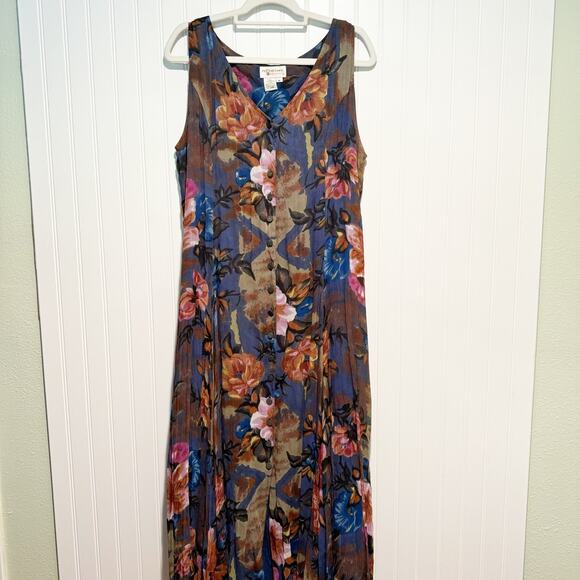 Reflections By Spiegel Dresses & Skirts - Reflections By Spiegel Floral Pleated Button Front Midi Dress 14 Vintage 90s